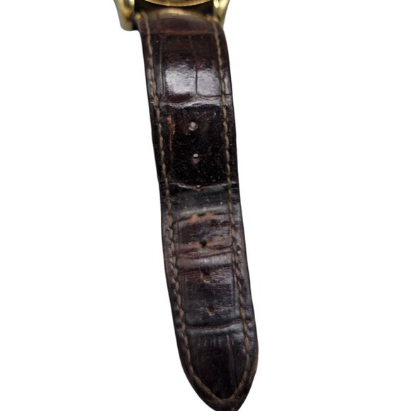 Guess Steel Mens Watch 39mm Gold Plated Case 7.25" Crocodile Leather Band VTG - Picture 8 of 16